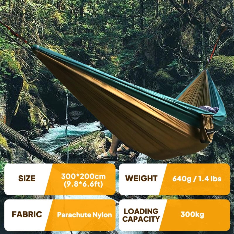 NATUREFUN Ultra-Light Travel Camping Hammock | 300kg Load Capacity,(300x200cm) Breathable,Quick-Drying Parachute Nylon | 2 x Premium Carabiners,2 x Nylon Slings Included | for Outdoor Indoor Garden - Image 2